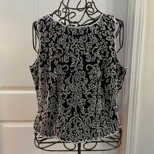 LESLIE FAY EVENING BEADED FORMAL BLACK & WHITE VINTAGE TOP PLUS SIZE 2X
